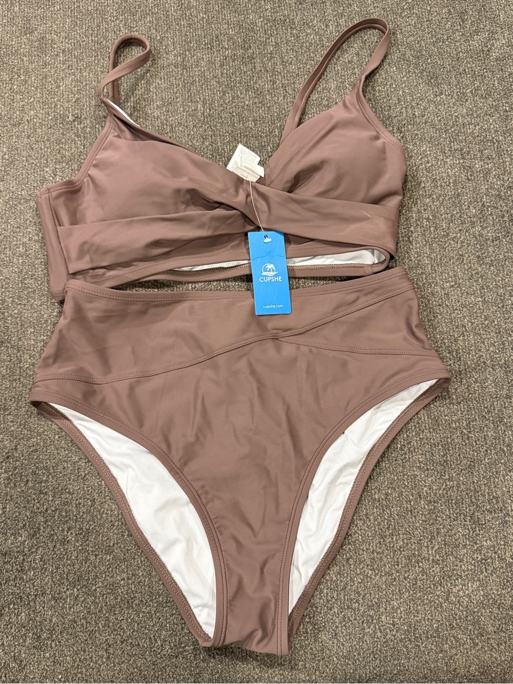 NWT * Cupshe Twist Front Bralette & Spliced High Waist Bikini Set size medium